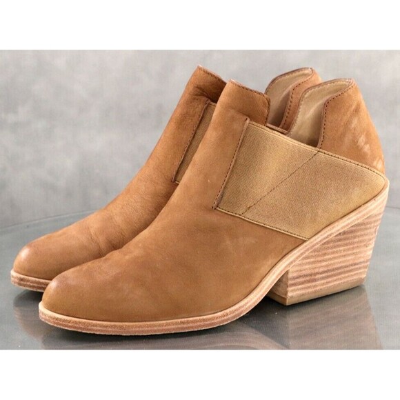 Eileen Fisher Perry $245 Women's Booties Boots Size 6.5 Leather Tan - Picture 1 of 13